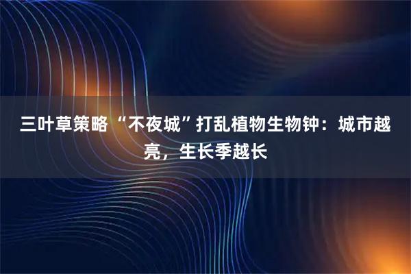 三叶草策略 “不夜城”打乱植物生物钟：城市越亮，生长季越长