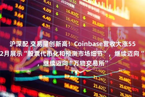 沪深配 交易量创新高！Coinbase营收大涨55%，CEO称12月展示“股票代币化和预测市场细节”，继续迈向“万物交易所”